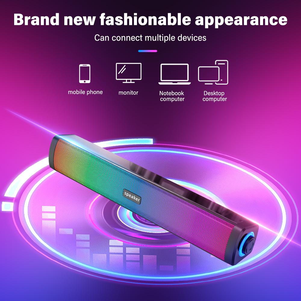 E-1411 Desktop Bluetooth Speaker Subwoofer Computer Long Speaker for Office Leisure Entertainment Suitable Wireless Sound System