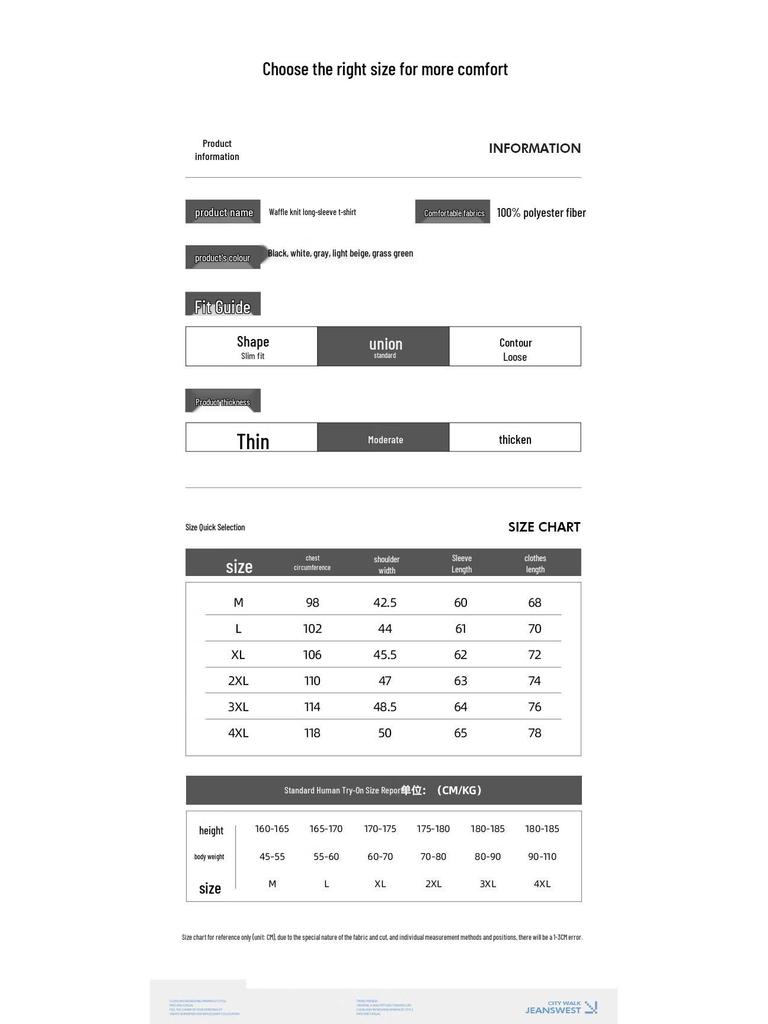 JEANSWEST LIFE Men's Waffle-Knit Long Sleeve T-Shirt