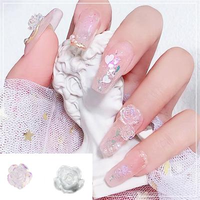 50pcs Three-dimensional Camellia  Rose  Hot-selling Accessories  Ice-transparent Flower Nail Accessories