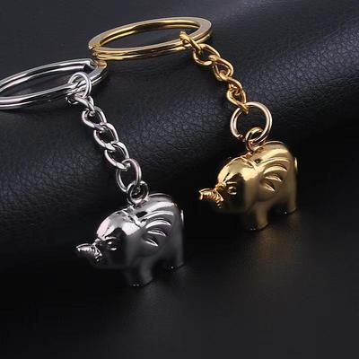 Portachiavi Anime Elefante in Metallo 3D - Ciondolo Personalizzato e Piccolo Regalo con Opzione di Incisione Laser