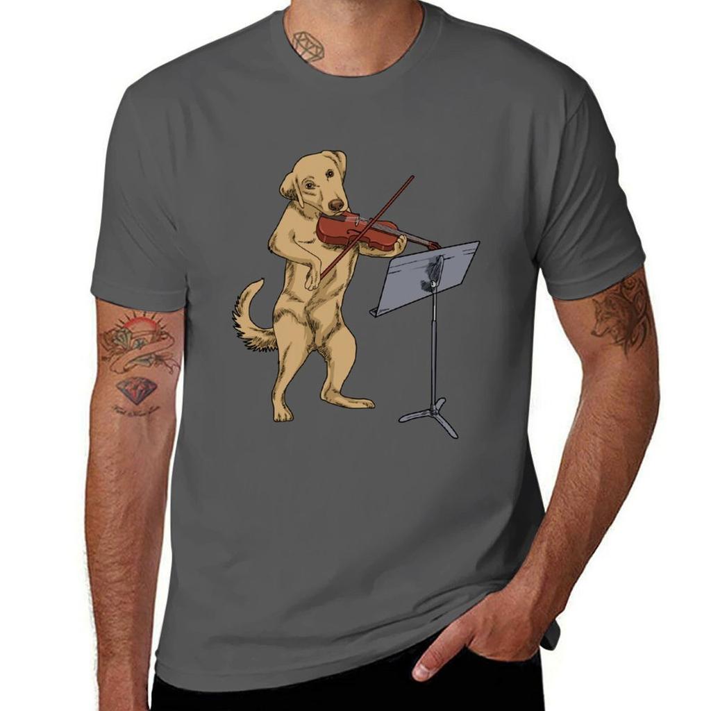 Violin Gifts Violin Dog Viola Labrador Violinist Gift TShirt Casual Fashion Short Sleeve Cotton TShirt