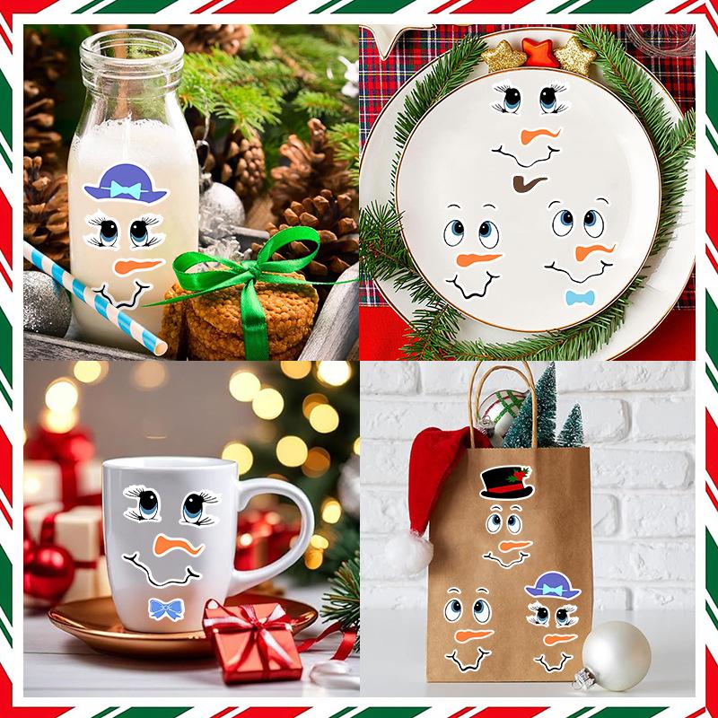 Cute cartoon window decoration window sticker self-adhesive Christmas snowman emoji wall sticker