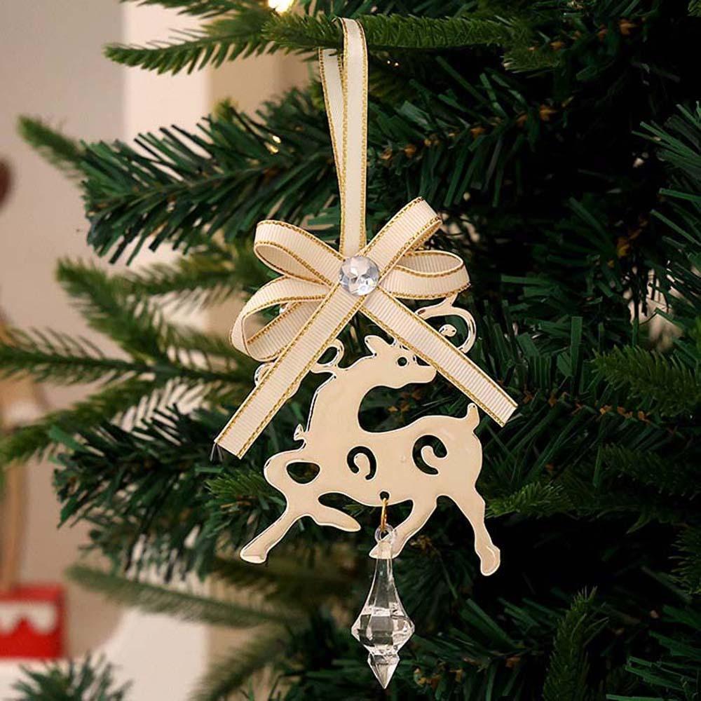 Crystal Drop Metal Christmas Ornaments Tinplate Material Holiday Hanging Decor Winter Weddings