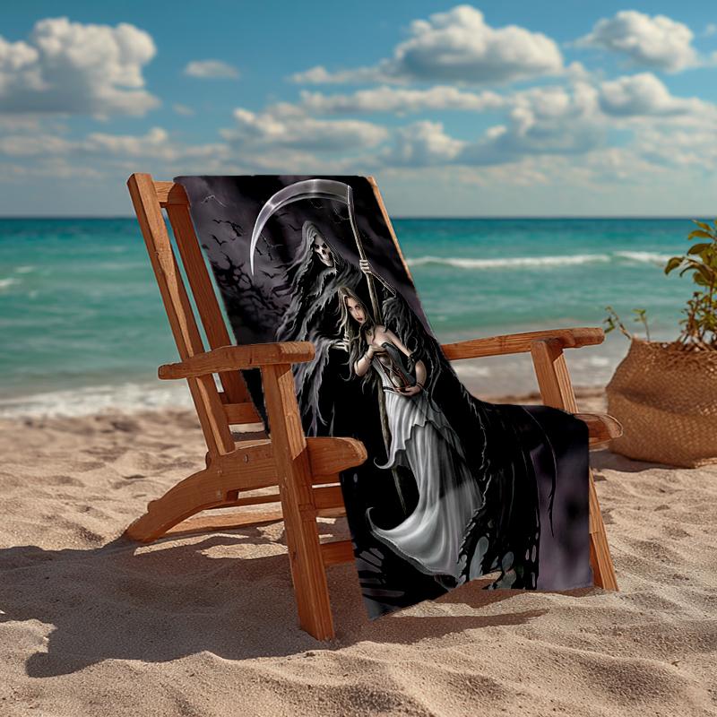 Ultra-Soft Beach Towel with Dark Theme,Ideal for Pool - Camping, Diving - Perfect Travel Essential, Vibrant Beach Towel.