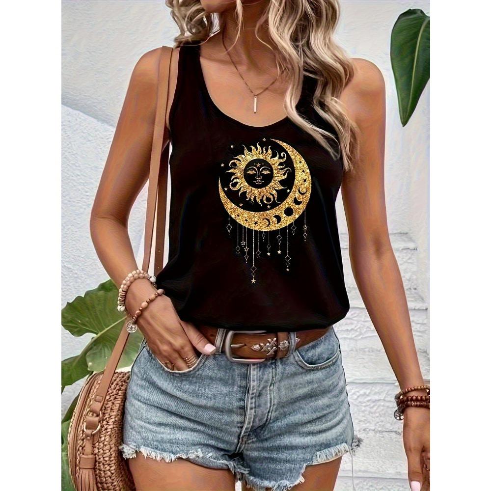 Printed Summer Women's Loose and Personalized Dream Catcher Mesh Printed Vest Top T-shirt Comfortable Sleeveless