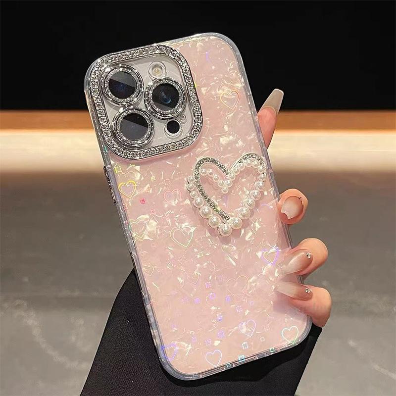 Pearl Rhinestone Love Applies To Apple 17Promax Mobile Phone Case Iphone16 Shell Pattern 15 Luxury 14 All-inclusive