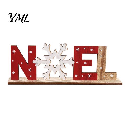 Decoración Navideña para el Hogar, Cartel de Mesa de Madera, Cartel de Mesa XMAS SNOW NOEL con Base de Decoraciones Festivas, Centro de Mesa con Letras Huecas para Fiesta de Navidad