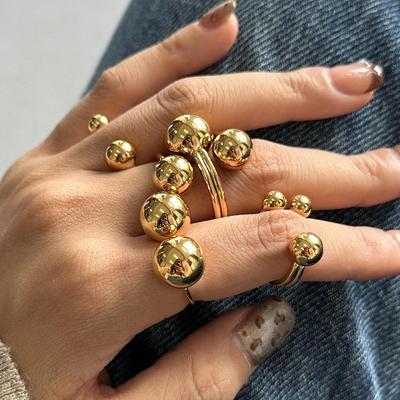 Vintage INS Retro Offener Kugelring - Übertriebener Schmuck aus Edelstahl