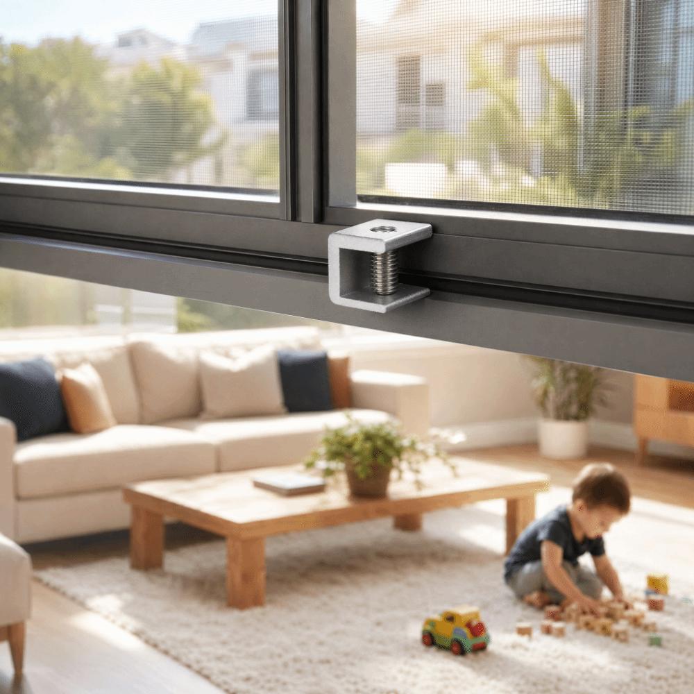 Aluminum Window Safety Lock Silver Sliding Window Stopper Adjustable Sliding Window Lock  Home