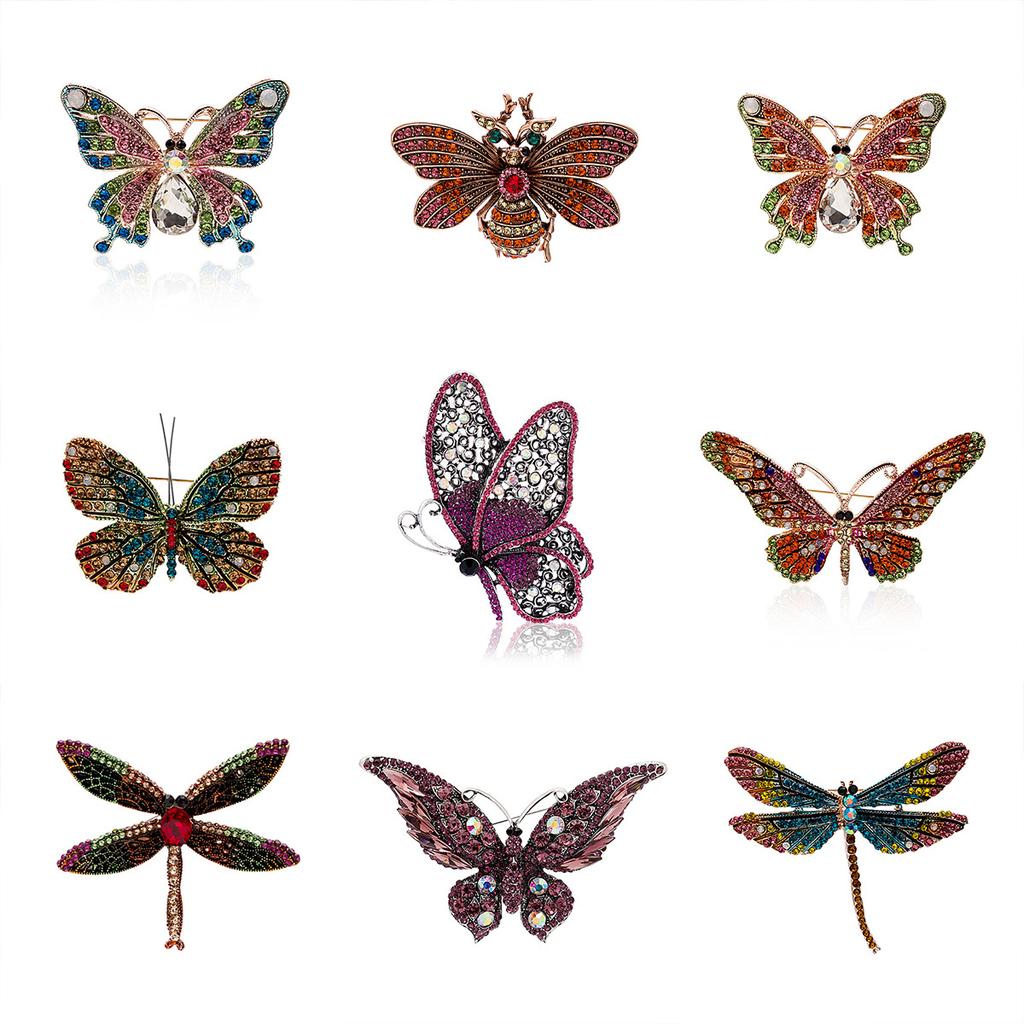 Personalisierte mit Diamanten besetzte Metallbrosche Kragenstift Kollektion, High-End Anti-Licht Blume Schmetterling Krone Brosche