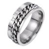 Unisex Titanium Steel Roman Numerals Twist Chain Ring Party Jewelry Gift
