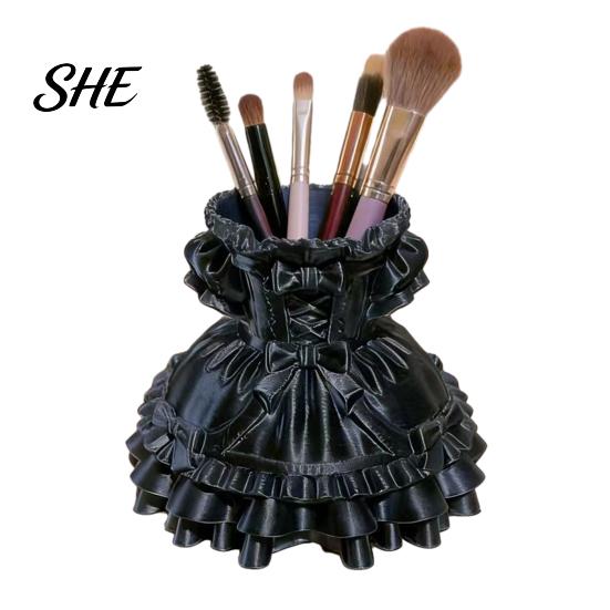 Small Item Organizer 3D Printed Dress Shape Pen Holder, Cute Desk Gift for Teachers Makeup Brushes Stationery, Creative Home Office Decor Holder чёрный