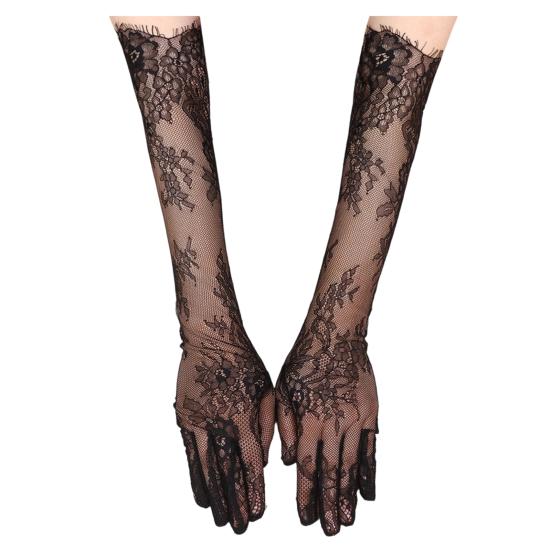 Bridal Lace Gloves Five-Finger Sheer Wedding Gloves Elegant Long Short Mesh Gloves for Women Tea Party Cocktail Party Prom