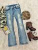 Tall Girl Low Waist Ripped Micro Flare Jeans - Slim Fit Summer Pants