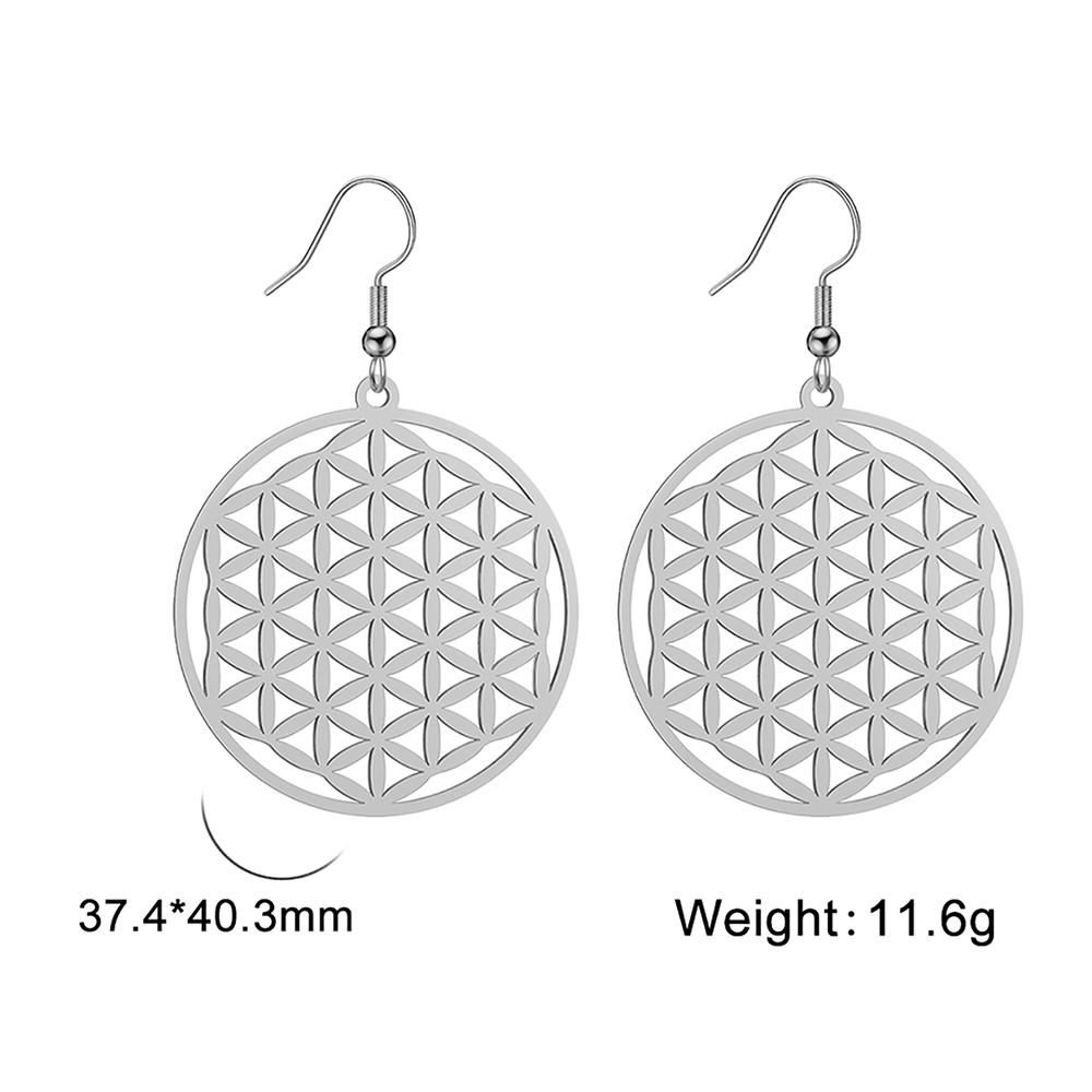 Dawapara Sacred Geometry Mandala Flower of Life Earrings for Women Protection Spiritual Symbol Stainless Steel Jewelry