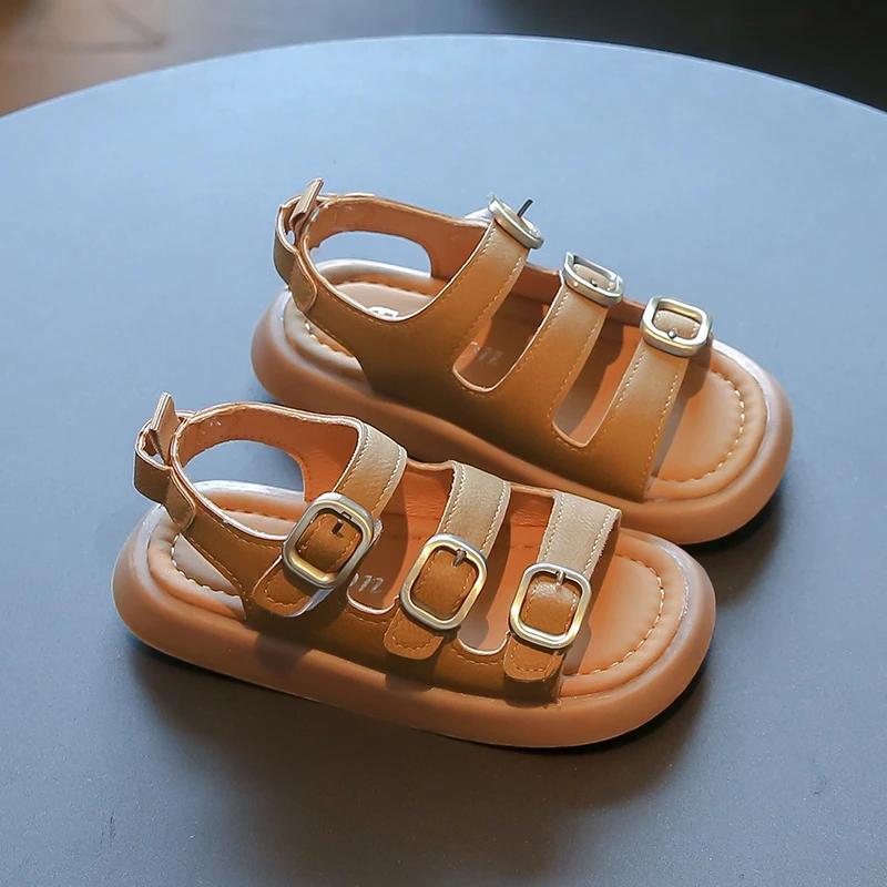 Summer Kids Sandal Cut-outs Non-slip Children Causal Boys Beach Sandals Fashion Solid Color Girls Children Sandals Soft Bottom