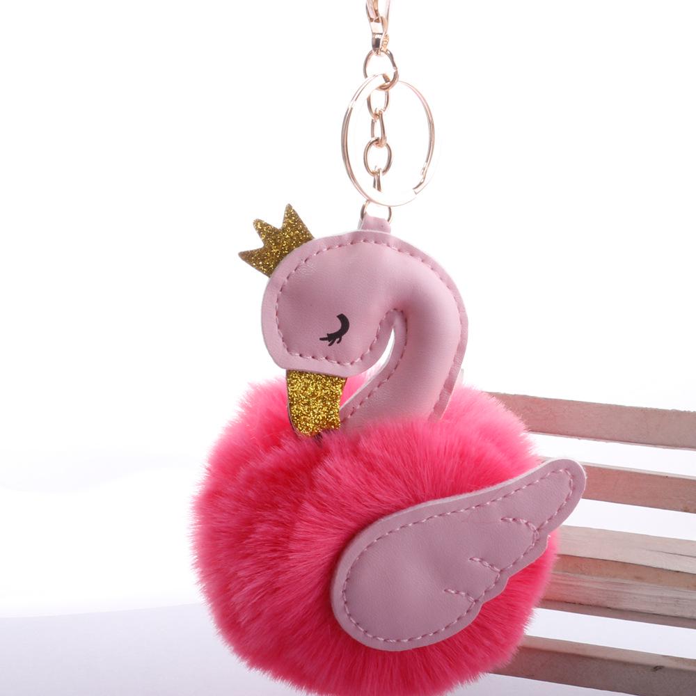 Swan Shape Hair Ball Key Chain Pendant Bag Pendant Handicraft Gift