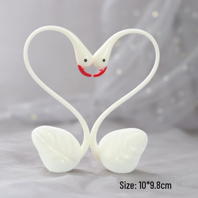 Angel Wing Feather Cake Toppers with Wire Heart String Lights