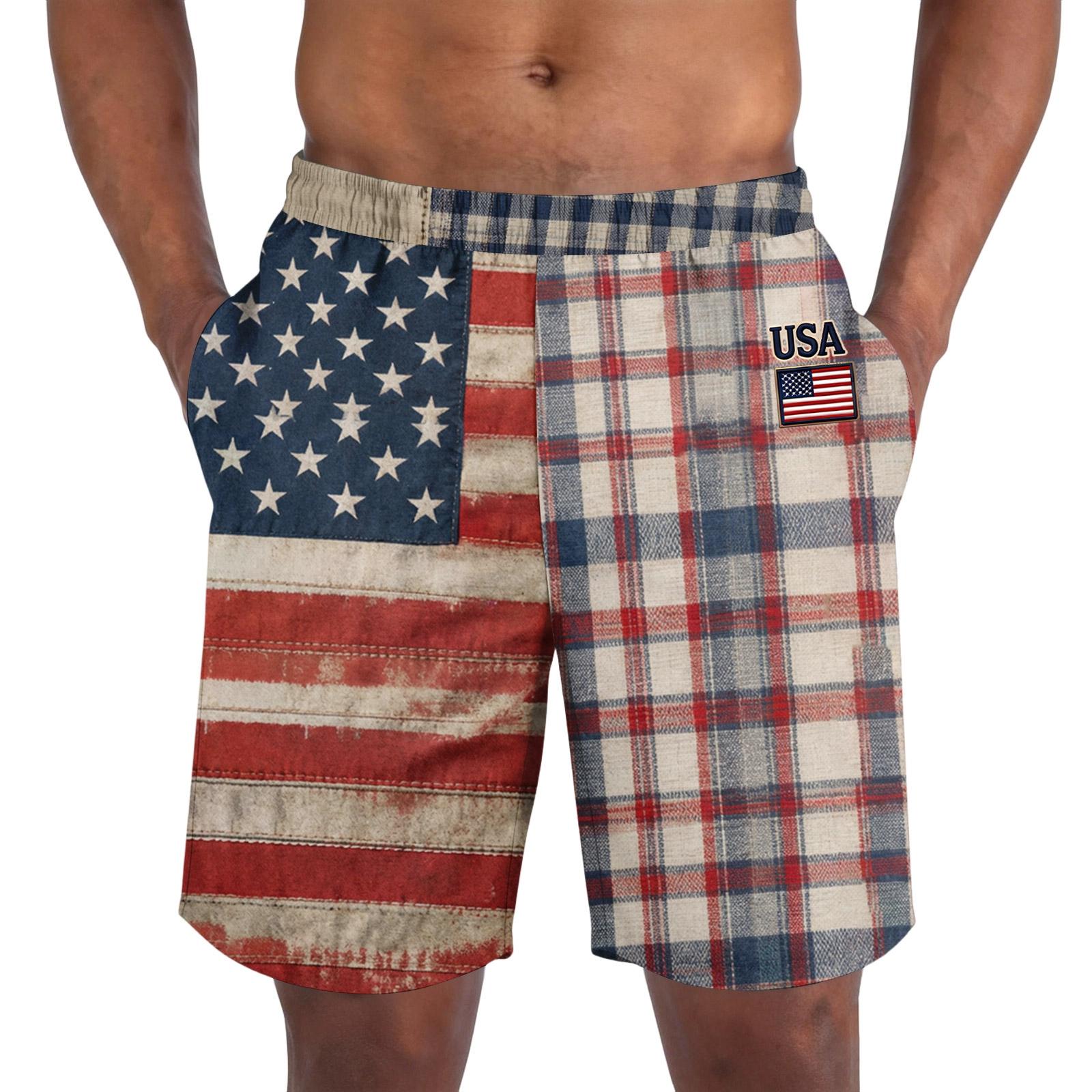 

Men s loose and casual flag-printed shorts XL винний