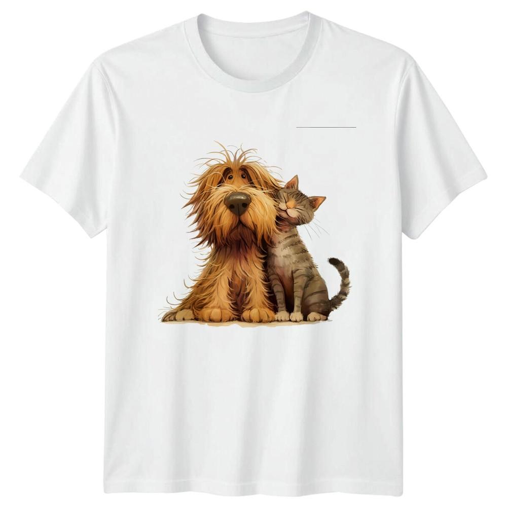 Dog And Cat Friends Animals Pet Lovers Unisexs Unisexs Graphic Unisex Tee S