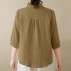Women's  Color Casual Button Shirt Loose Cotton And Linen Shirt Top