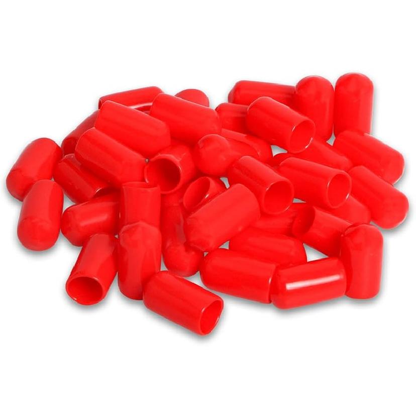 

100PCS ID9.5mm(3/8 ) red PVC Rubber end caps, Vinyl Flexible end caps, Round Pipe end caps, Bolt Thread Protector Safety caps Φ15.0MM красный