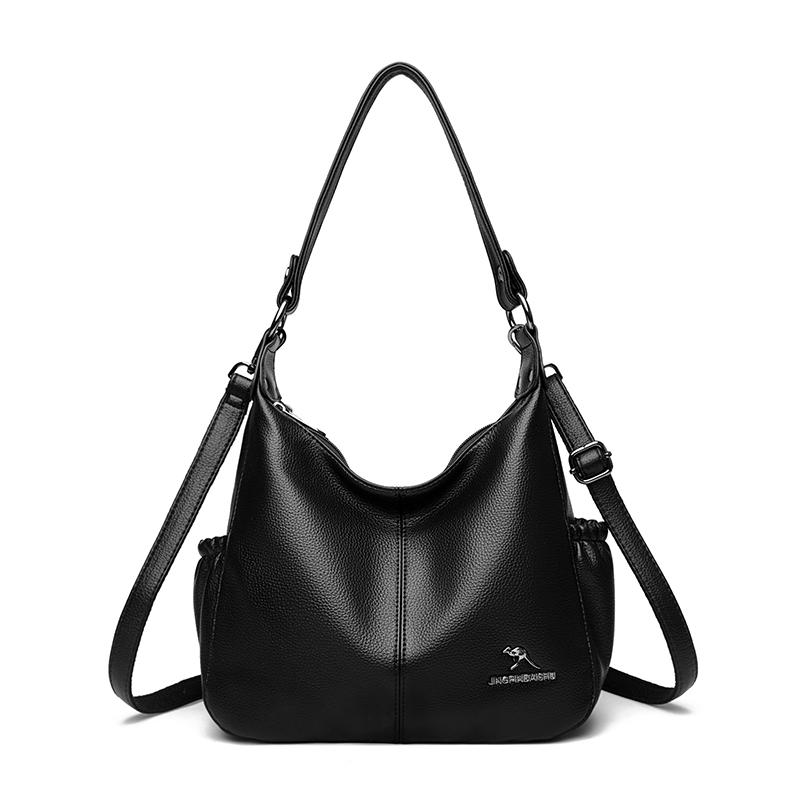 Genuine Brand Soft Leather Shoulder Bag For Women Casual Tote Bag Female Solid Color Purse Simple Design Handbag Commuting Sac