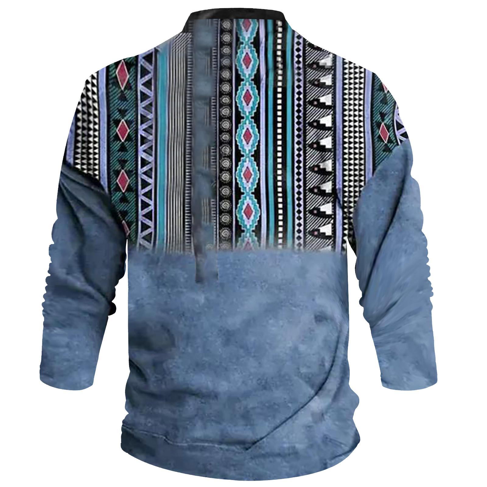 

Мужской свитер с v-образным вырезом и воротником-стойкой с 3D цифровой печатью и винтажным воротником на 6 пуговицах XXXL