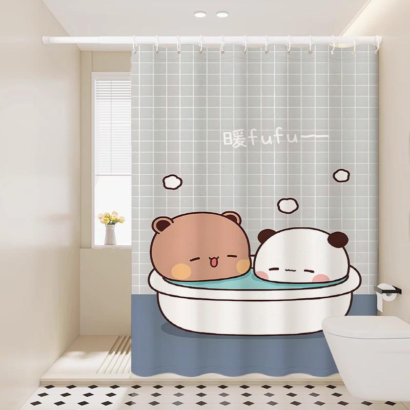 Cute Shower Curtain Thickened Waterproof Bathroom Bathroom Bathroom Bath Shower Dry And Wet Separation Hanging Curtain