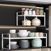 Double-Layer Expandable Cabinet Shelf Large Capacity Narrow Spice Rack  for Kitchen