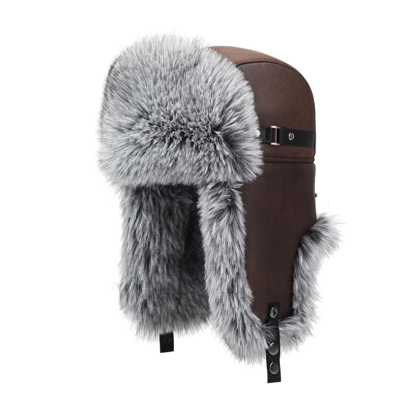 

Зимняя мужская шапка-локомотив из искусственного меха, утолщенная теплая, для среднего и пожилого возраста, с защитой ушей от холода L（58-60cm） темно-коричневого