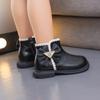Kids Casual Boots for Girls Bow Lace Solid Color Sewing Cute 2024 Spring Autumn New Children Fashion Short Boots Princess Shoes