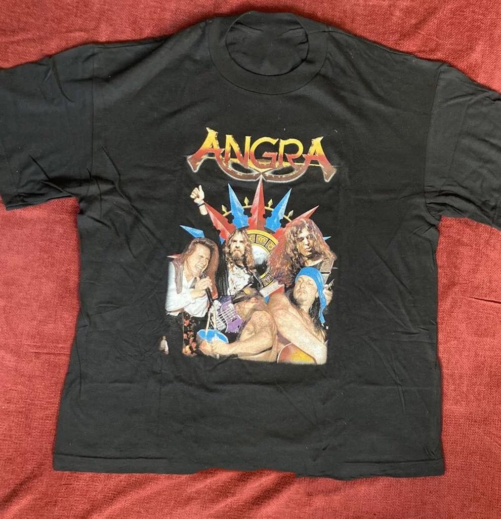 Schwarzes Baumwoll-Grafik-Mitglieder Angra Band Unisex-Shirt Alle Größen TR959