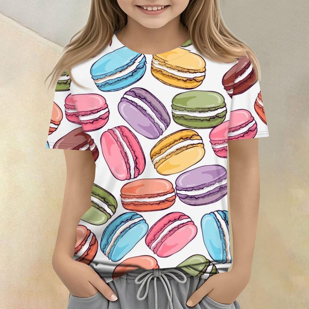Children's Printed Round Neck Short Sleeved Casual T-shirt
