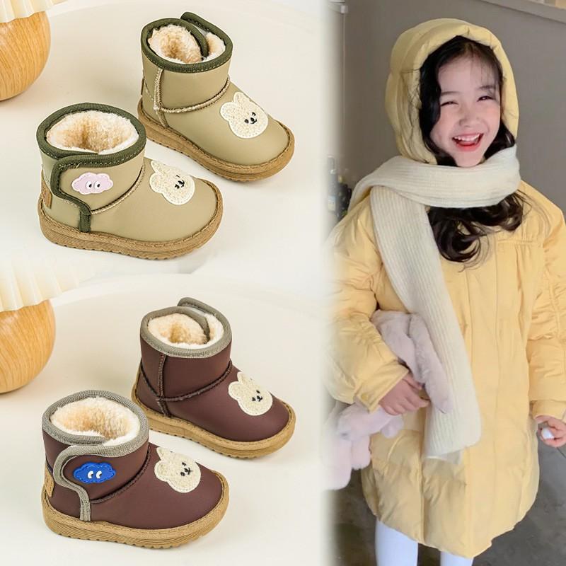 Youth style shoes Kids Winter Snow Boots Boys Girls Thick Insulated Warm Faux Leather Mid-Calf Slip-On With Anti-Slip Sole