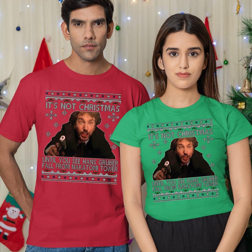 Die Hard Christmas T-Shirt Funnyunisexandunisexs Tee O-neck Hot Sale Christmas Tops Classic Movie Printed Shirt Casual Cotton T