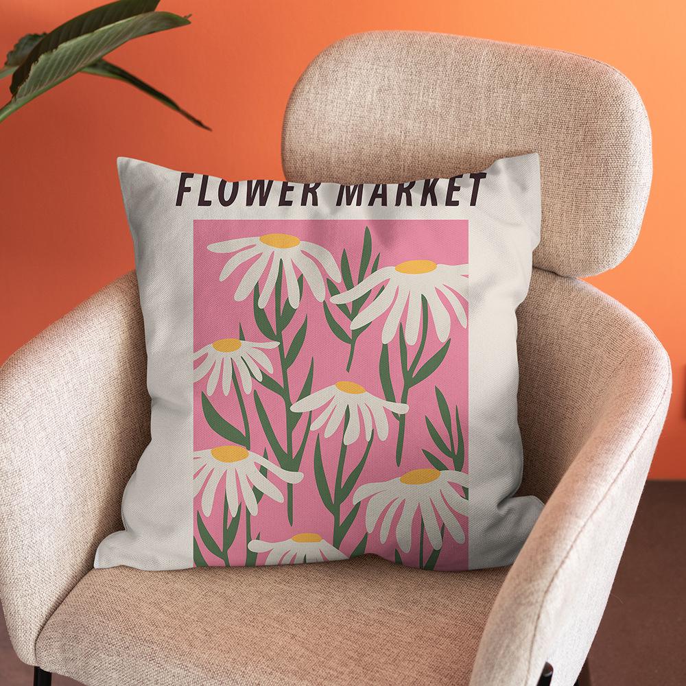 Nordic Abstract Art Flower Print Pillowcase Short Plush Pastoral Simple Home Sofa Cushion Car Cushion
