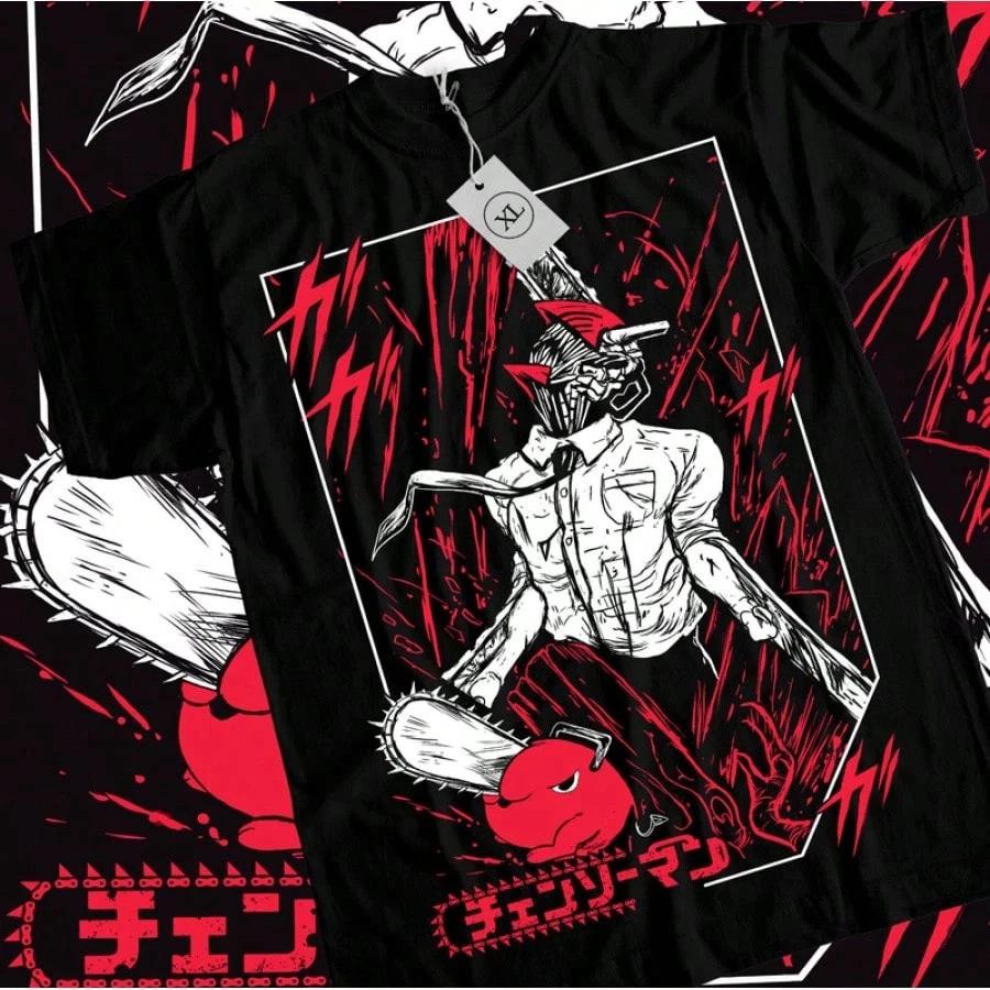 Funny Denji Power Black TShirt Anime Unisex 2 S