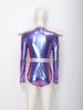 Rollkragen Langarm Metallisch Farbblock Body Unsichtbarer Reißverschluss Hinten Trikot Damen Alien Cosplay Bühnenperformance Kostüm
