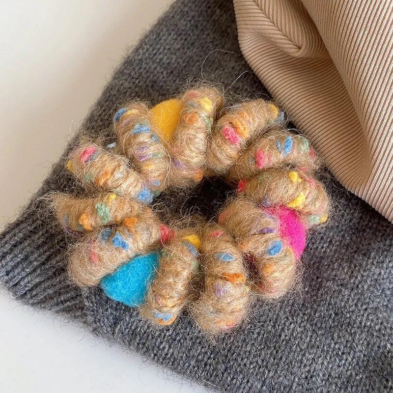 Trendy Plush Telephone Wire Elastic Hair Bands Scrunchies Sweet Colorful Hair Ropes Rubber Bands For Women Hair Accessories Gift