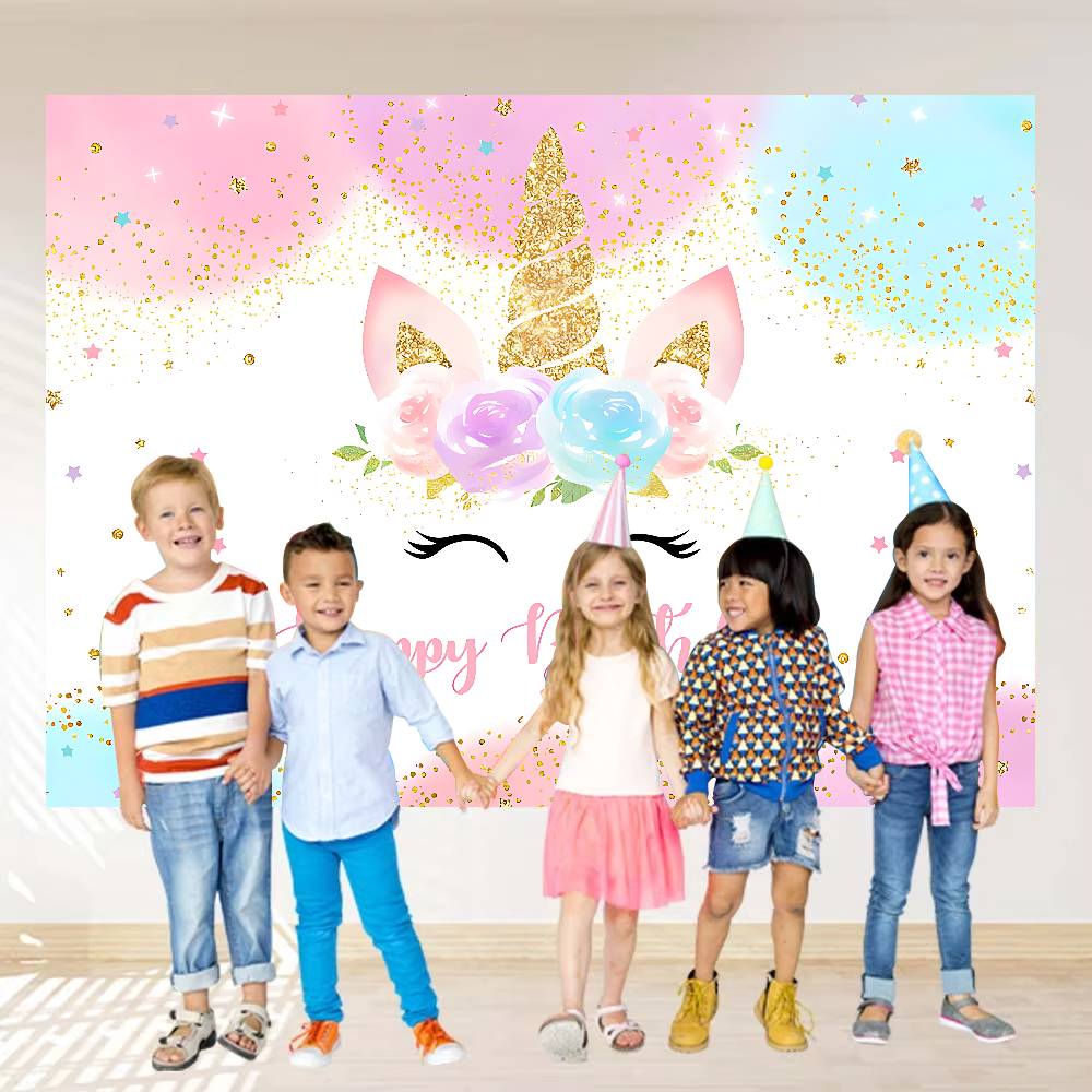 

Ewprint Unicorn Birthday Background Photography Party Bedroom Living Room Decoration Shooting Background Cloth 74x94cm(29x37in)