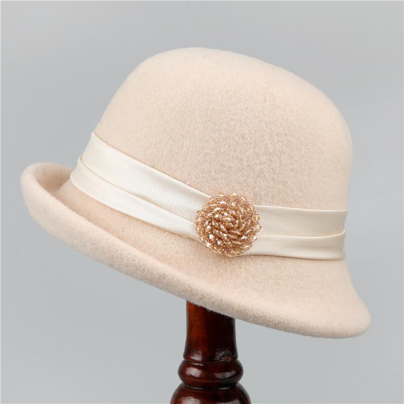 French Retro Top Hat Women's Warm Woolen Woolen Basin Hat Autumn and Winter Fashion Fisherman Hat