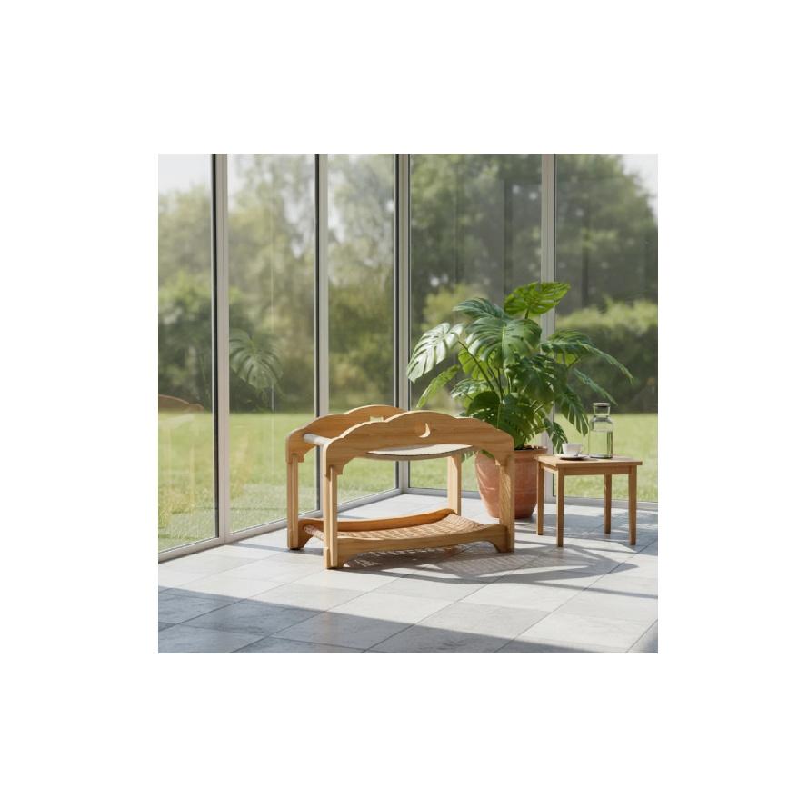 Two-Tier Cat Bed Raised Cat Bunk Bed Furniture Sturdy Compact for Multiple Cats, Pet Corner, Living Room