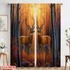 2ks, 2D plošný tisk Záclonová látka Jelen Podzimní les Západ slunce (3) Všestranný 100% polyester (bez tyče) Art Deco Slavnostní Použití