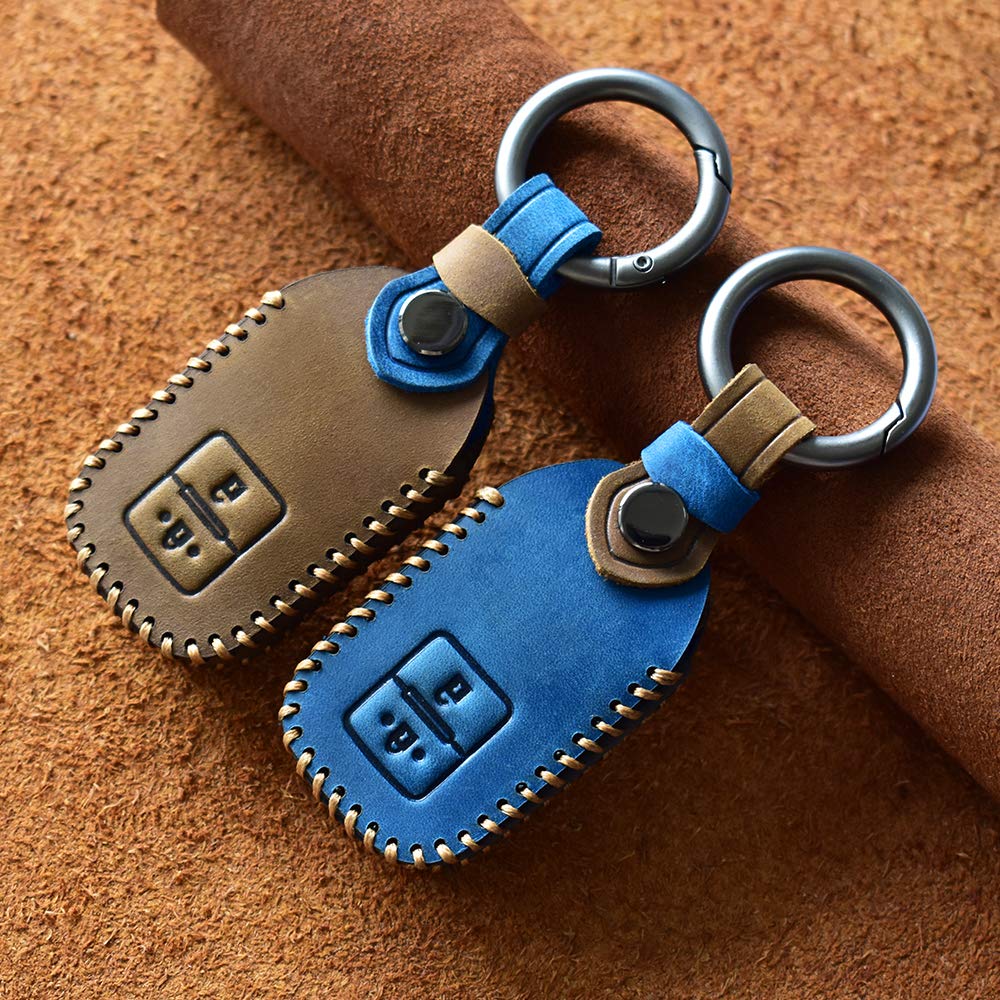 

ONTTO Suzuki Key Case Key Cover Suzuki Key Chain Wagon R Jimny Swift Crosby Flare Wagon Genuine Leather Blue, blue Length 7cm, width 4.5cm, синий
