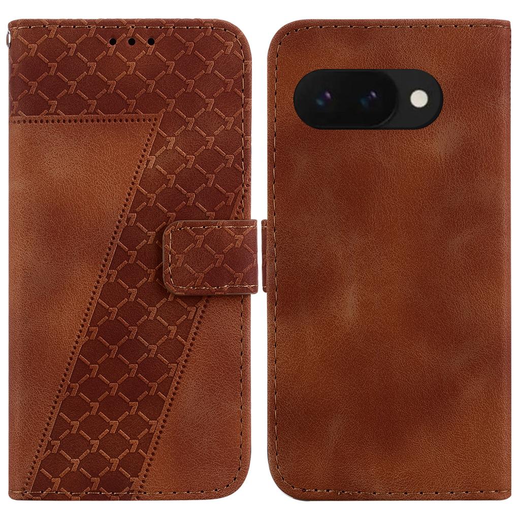For Google Pixel 9a Stand Case 7-Shaped Pattern Imprint Leather Phone Cover