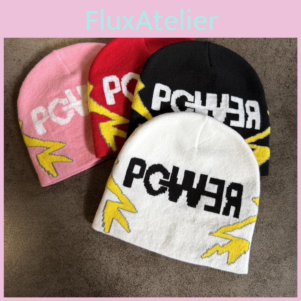 Solid Color Letter Pgwer Trendy Pattern Knitted Hat Wind Protection For Teens