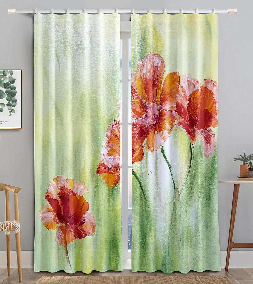 

Красочные цветочные шторы для гостиной, комплект оконных штор для украшения спальни, эстетичный декор для дома в стиле бохо 100W130H(CM)40x51in&Grommet Top