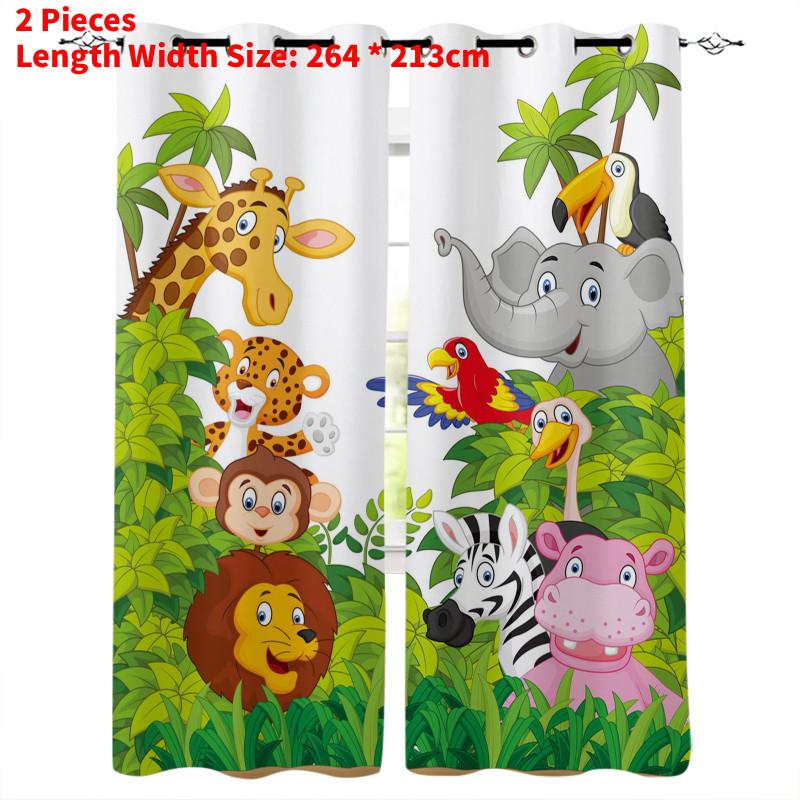 Zoo Curtain Forest Cartoon Children 3d Digital Printing Lightblocking Curtain