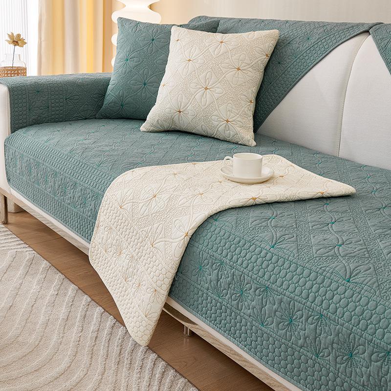 Frühlingsgewaschenes Sofakissen aus Baumwolle, universeller Rückenlehnenbezug, rutschfest, einfacher Sofabezug, Kissen für alle Jahreszeiten